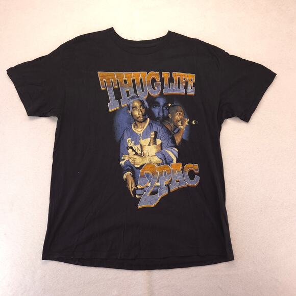 2Pac Tupac Thug Life Rap Short Sleeve T Shirt Mens Size Extra Large XL Black - Picture 2 of 9